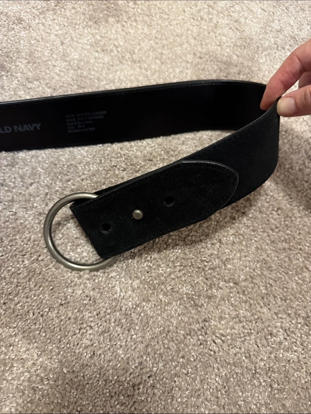 Black real suede and leather belt antique silver buckle xs/sm